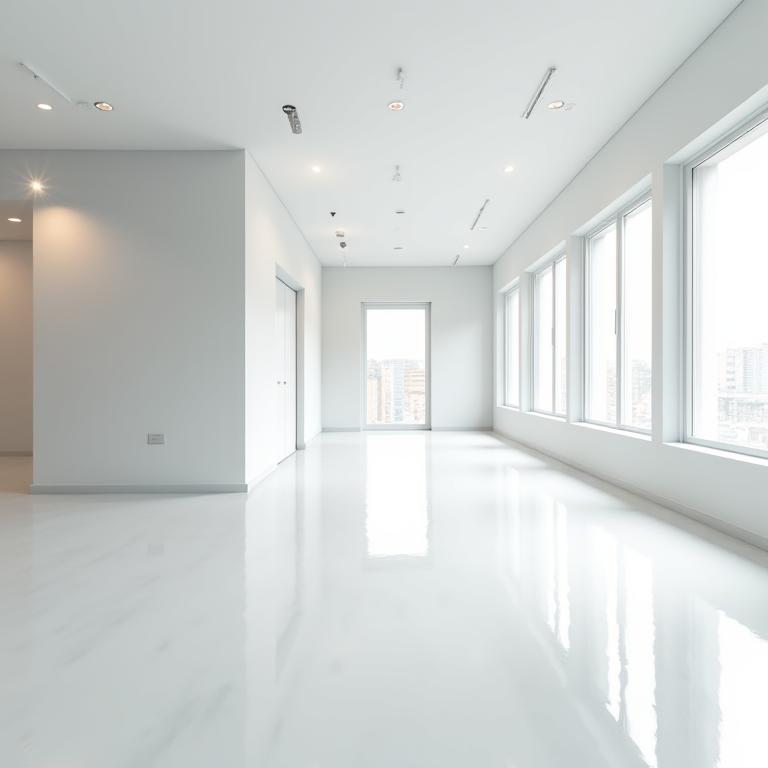 Clean construction site with polished floors